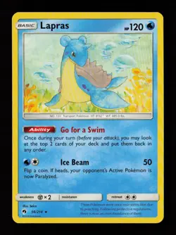 Lapras 56/214 Rare Lost Thunder Pokemon Cards - Image 1
