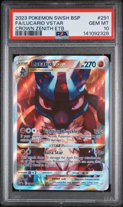 2023 POKEMON SWSH BLACK STAR PROMO #291 FULL ART/LUCARIO VSTAR PSA 10 - Image 1