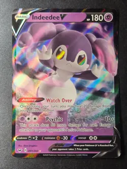 Indeedee V 091/202 NM Sword & Shield Holo V Rare Pokemon - Image 1