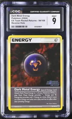 CGC 9 Dark Metal Energy Team Rocket Returns 94/109 Reverse Holo STAMPED Pokemon - Image 1