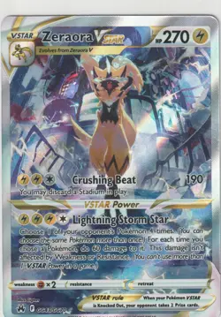 Zeraora VSTAR GG43/GG70 Holo VSTAR Rare Crown Zenith Galarian Gallery Pokemon NM - Image 1