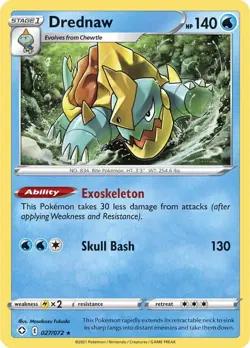 Drednaw 027/072 Shining Fates Rare Near Mint Pokemon DNA GAMES - Image 1