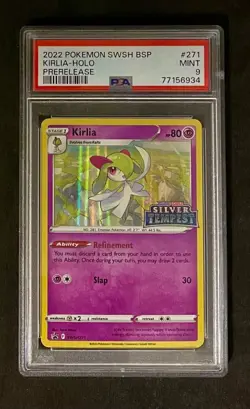2022 Pokemon Sword and Shield BSP Kirlia Holo Prerelease PSA 9 - Image 1