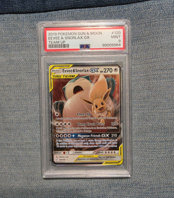 Pokemon Team Up Eevee & Snorlax GX 120/181 PSA 9 2019 TAG TEAM Holo UR - Image 1