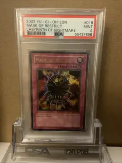 Yu-Gi-Oh! Mask of Restrict Labyrinth of Nightmare LON-018 PSA 9 - Image 1