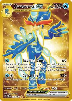 Quaquaval ex 273/193 Gold Hyper Rare ex Paldea Evolved Pokemon Cards - Image 1