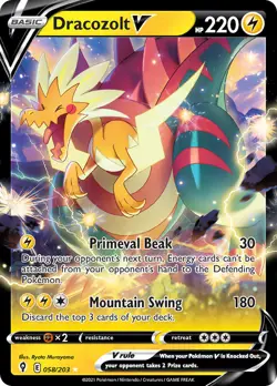 Dracozolt V 58/203 Holo Rare V Evolving Skies Pokemon Cards - Image 1