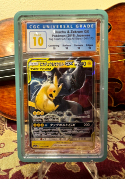 CGC PERFECT 10 ⚡ Pikachu & Zekrom GX 041/173 Tag Team GX: Tag All Stars Pokemon - Image 1
