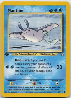 Mantine 64/111 Common Neo Genesis Pokemon 1st Edition Lightly Played - Image 1