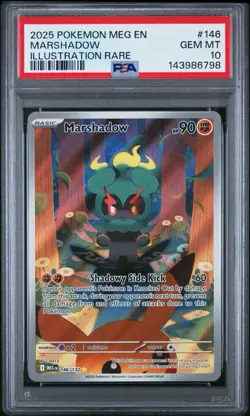 2025 POKEMON MEG EN-MEGA EVOLUTION ILLUSTRATION RARE #146 MARSHADOW PSA 10 - Image 1