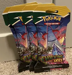 Evolving Skies Pokemon TCG Booster Pack Lot of 4, 10 Cards Each, English 2021 - Image 1
