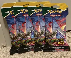 Evolving Skies Pokemon TCG Booster Pack Lot of 4, 10 Cards Each, English 2021 - Image 2