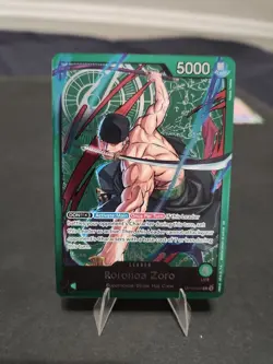 Roronoa Zoro - OP12-020 Green Foil Leader Card From Learn Together - Image 1