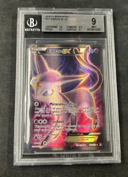 2016 Pokemon XY FA/Espeon EX #117 Breakpoint BGS 9🔥🔥🔥 - Image 1