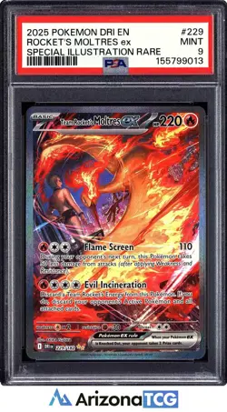 Pokemon 2025 Team Rocket's Moltres ex 229/182 SIR Destined Rivals PSA 9 - Image 1