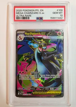🔥 Mega Charizard X ex 109 🔥 2025 Pokemon Phantasmal Flames PFL EN 💎 PSA 10 💎 - Image 1
