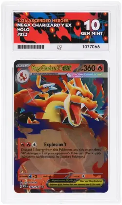 Pokemon Mega Charizard Y EX 022/217 Ascended Heroes Ace 10 PERFECT SUBGRADES - Image 2