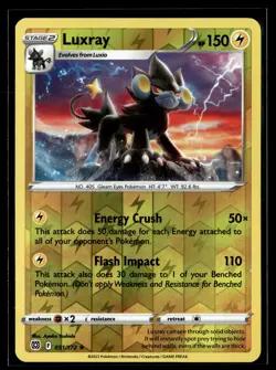 Pokemon TCG SWSH09: Brilliant Stars #051/172 Luxray Reverse Holo - Image 1