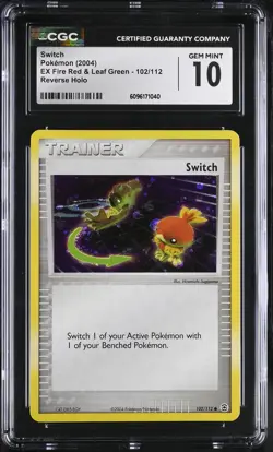 CGC 10 GEM MINT Switch Fire Red & Leaf Green 102/112 Reverse Holo Pokemon Card - Image 1