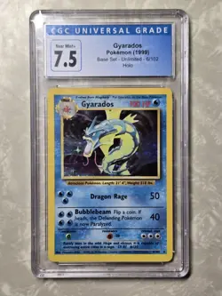 Pokemon Base Set Unlimited Gyrados Holo Rare 6/102 CGC 7.5 Near Mint+ - Image 1