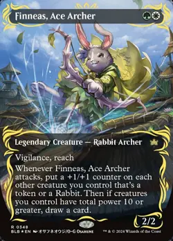 Light Play x 1 Finneas, Ace Archer - Raised Foil - Borderless Bloomburrow Varian - Image 1