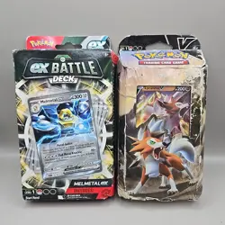 Lot (2) NEW Pokemon Trading Card Decks- Melmetal EX Battle, Lycanroc V Battle - Image 1