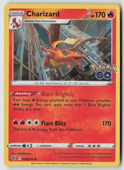 Charizard 010/078 Holo Rare Pokemon GO Pokemon Moderately Played - Image 1