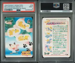 PIKA PSYDUCK MEOWTH PSA 9 1999 POCKET MONSTERS POKEMON 8 SEALDASS ORANGE ISLANDS - Image 3