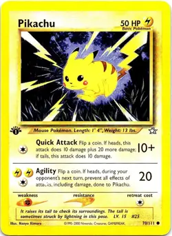 Pikachu 70/111 Common Neo Genesis Pokemon 1st Edition Near Mint - Image 1