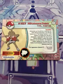 Pokemon Hitmonchan 107 Blue Topps First Print Light Played - Image 2