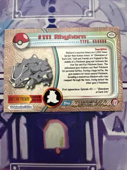 Pokemon Rhyhorn 111 Blue Topps First Print LP/MP - Image 2