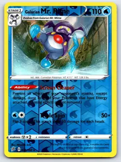 GALARIAN MR. RIME 038/192 RARE REBEL CLASH POKEMON REVERSE HOLO NEAR MINT - Image 1