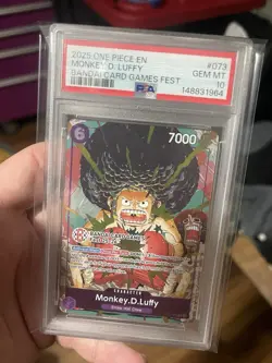 Bandai One Piece CCG Monkey.D.Luffy Card Games Fest Promo Foil #073 PSA 10 - Image 1