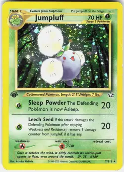 Pokemon Jumpluff 7/111 Holo Rare Neo Genesis Pokemon Moderately Played - Image 1