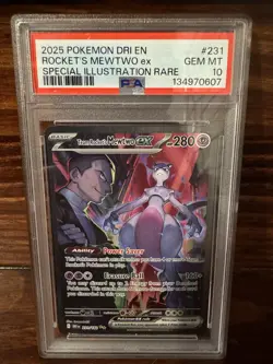 2025 POKEMON DRI EN-DESTINED RIVALS #231 TEAM ROCKET'S MEWTWO EX PSA 10 - Image 1