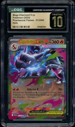 Pokemon Mega Evolution Phantasmal Flames Mega Charizard X EX CGC 10 PRISTINE - Image 1