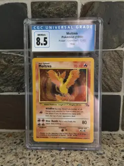 1999 Pokemon TCG Moltres Fossil 12/62 Holo CGC NM/Mint+ 8.5 - Image 1