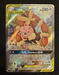 Pokemon TCG Mega Lopunny & Jigglypuff GX TAG TEAM Alt Full Art Holo 226/236 - Image 1