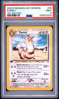 2000 POKEMON NEO GENESIS 1ST ED #35 FURRET PSA 9 - Image 1