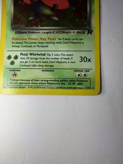 Pokemon TCG Dark Vileplume 13/82 Team Rocket Unlimited Holo Rare - HP/Damaged - Image 2