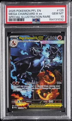 2025 POKEMON PFL EN-PHANTASMAL FLAMES #125 MEGA CHARIZARD X EX PSA 10 - Image 1