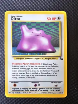 Ditto Fossil Holo Rare 3/62 Pokemon Unlimited WOTC Vintage - Image 1