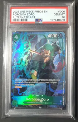 Roronoa Zoro Alternate Alt Art One Piece PRB02-006 PSA 10 - Image 1