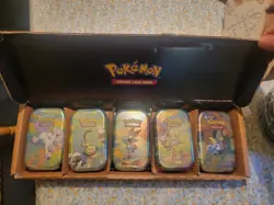 Pokemon Galar Pals Mini Tins 5 - pack Bundle with Box + 4 Promo Cards - Image 1