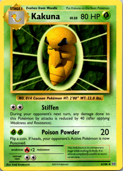 Kakuna 6/108 Uncommon XY Evolutions Pokemon Card - NM Near Mint - Image 1