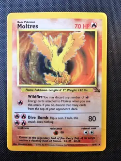 Moltres Fossil Holo Rare 12/62 Pokemon Unlimited WOTC Vintage - Image 1