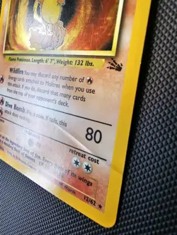 Moltres Fossil Holo Rare 12/62 Pokemon Unlimited WOTC Vintage - Image 2