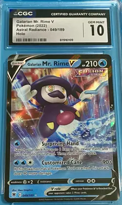 Pokemon Card Galarian Mr. Rime V Holo Rare CGC 10, Astral Radiance 49/189 - Image 1