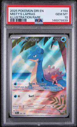 2025 POKEMON DRI EN-DESTINED RIVALS ILLUSTRATION RARE #194 MISTY'S LAPRAS PSA 10 - Image 1