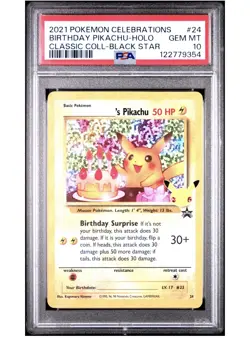 Pokemon TCG Birthday Pikachu #24 Celebrations 25th Anniversary PSA 10 Gem Mint - Image 1
